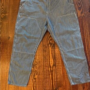 GAP Relaxed Fit Striped Jeans - Blue and White